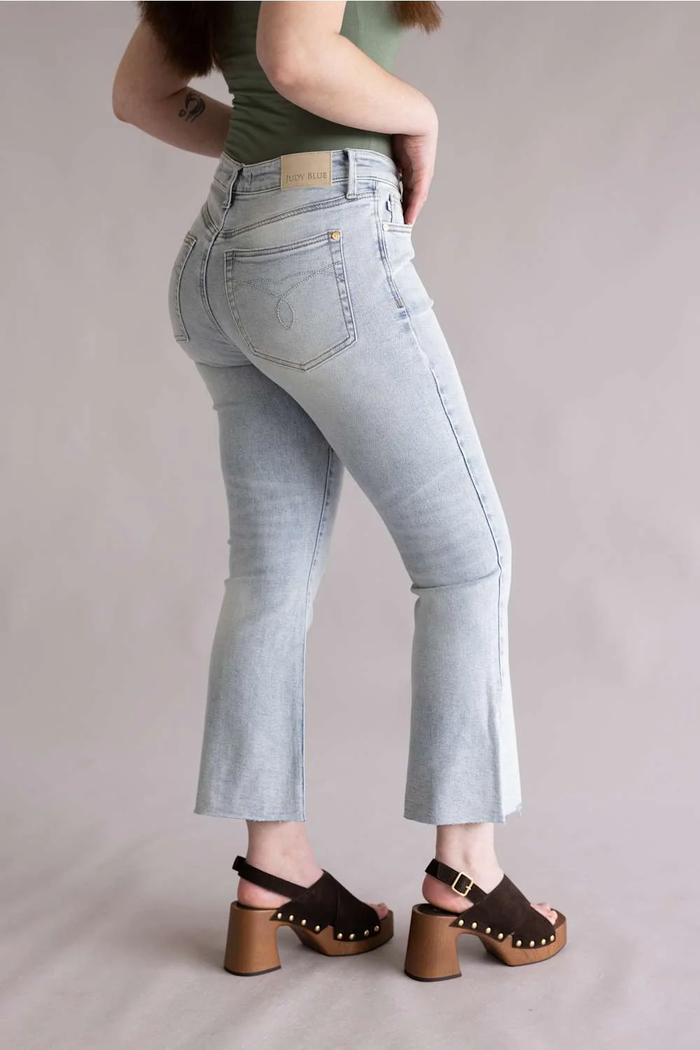 Judy Blue Mid Rise Kick Flare Jeans for Women | 881096REG - Image 5