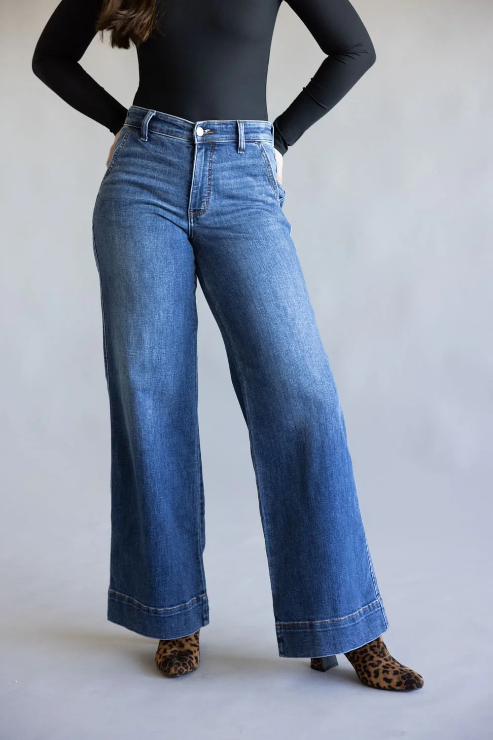 Judy Blue Mid-Rise Retro Wide Leg Jeans for Women | 82674REG - Image 3