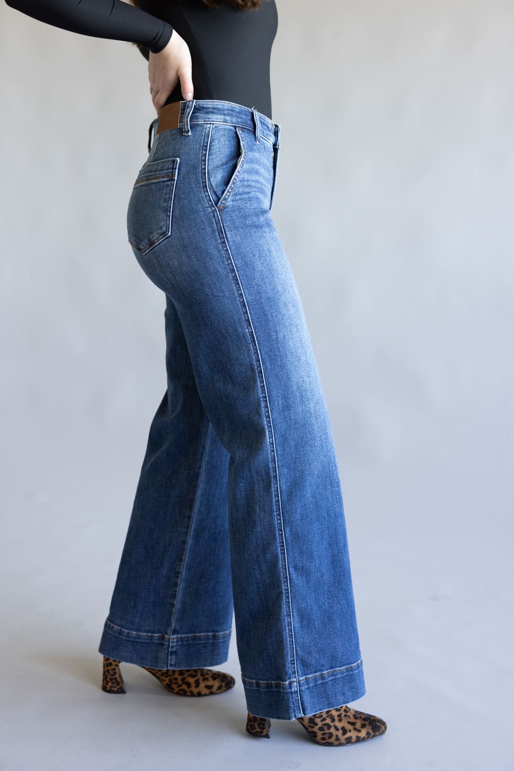 Judy Blue Mid-Rise Retro Wide Leg Jeans for Women | 82674REG - Image 5