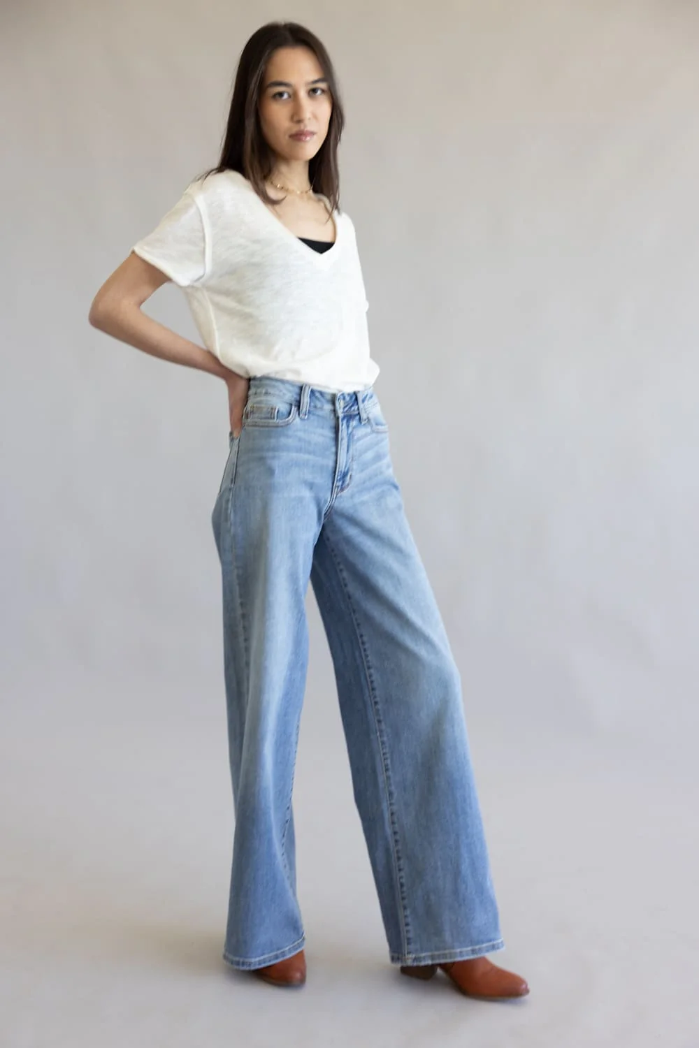 Judy Blue Mid-Rise Retro Wide Leg Jeans for Women | 82702REG - Image 5