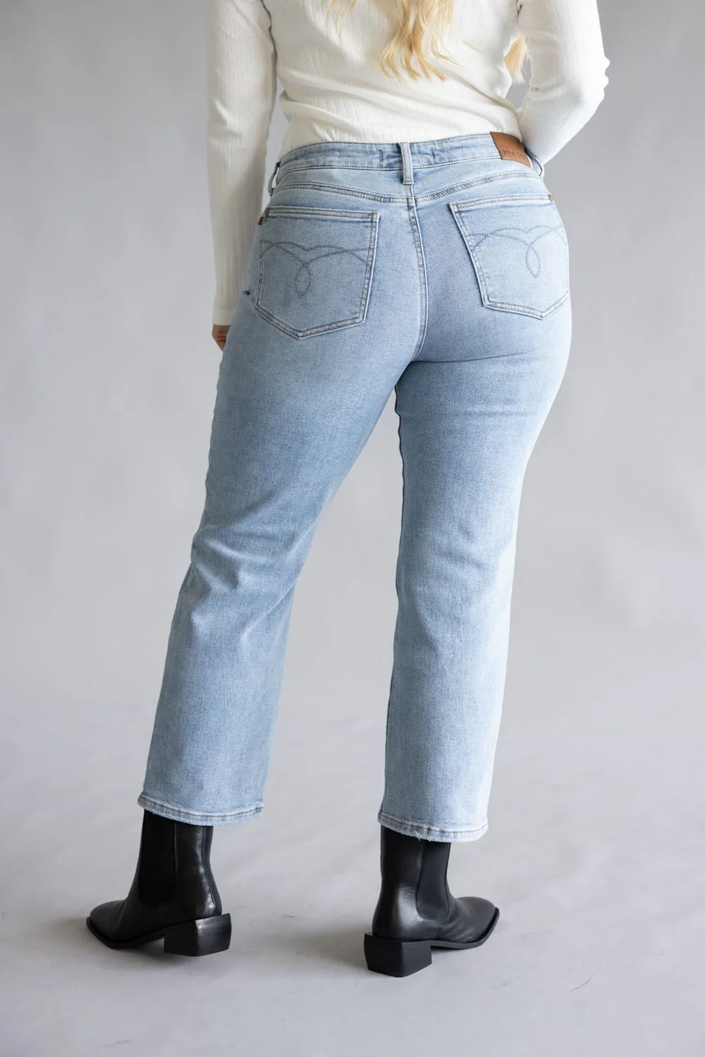Judy Blue Kimberly Mid Rise Petite Straight Jeans for Women | 881060-PT-REG - Image 5