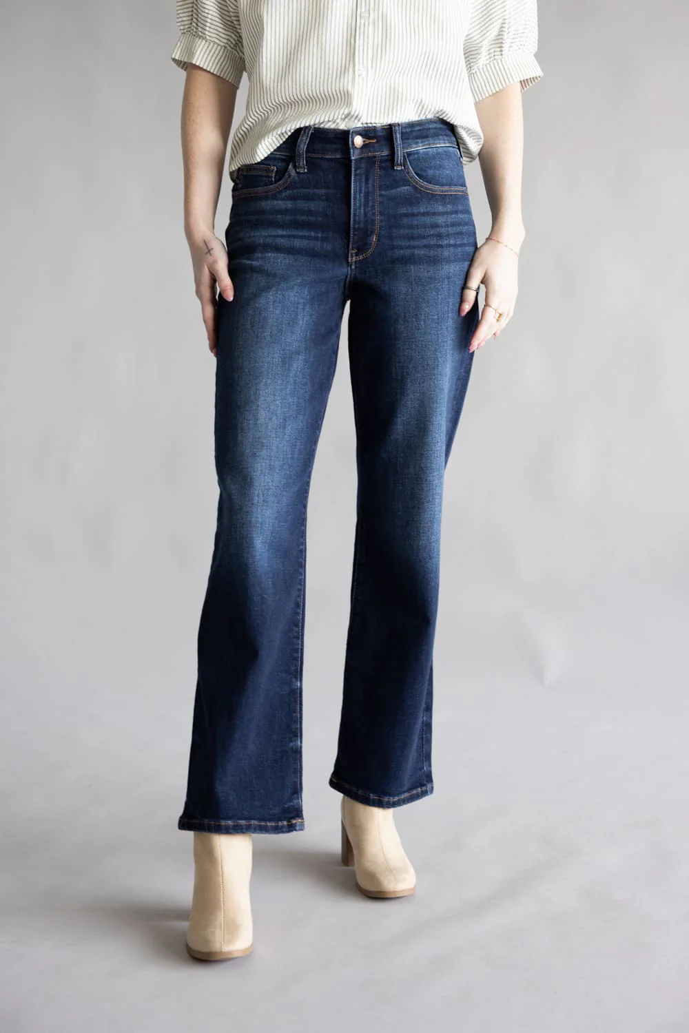 Judy Blue Mid Rise Straight Jeans for Women | 82679REG-SHORT