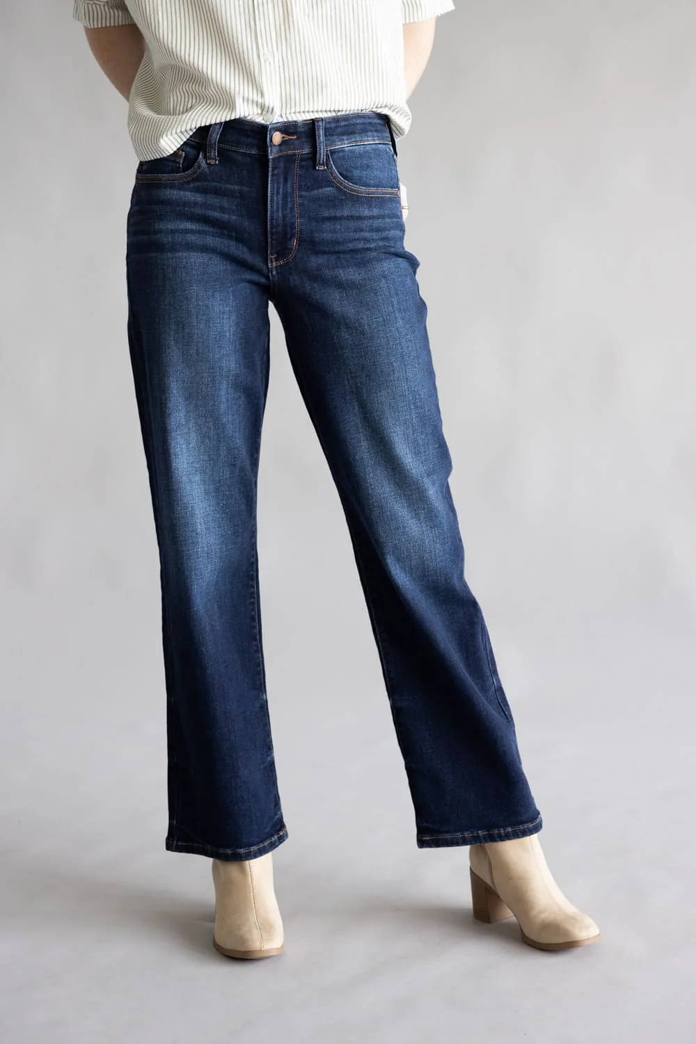 Judy Blue Mid Rise Straight Jeans for Women | 82679REG-SHORT - Image 2