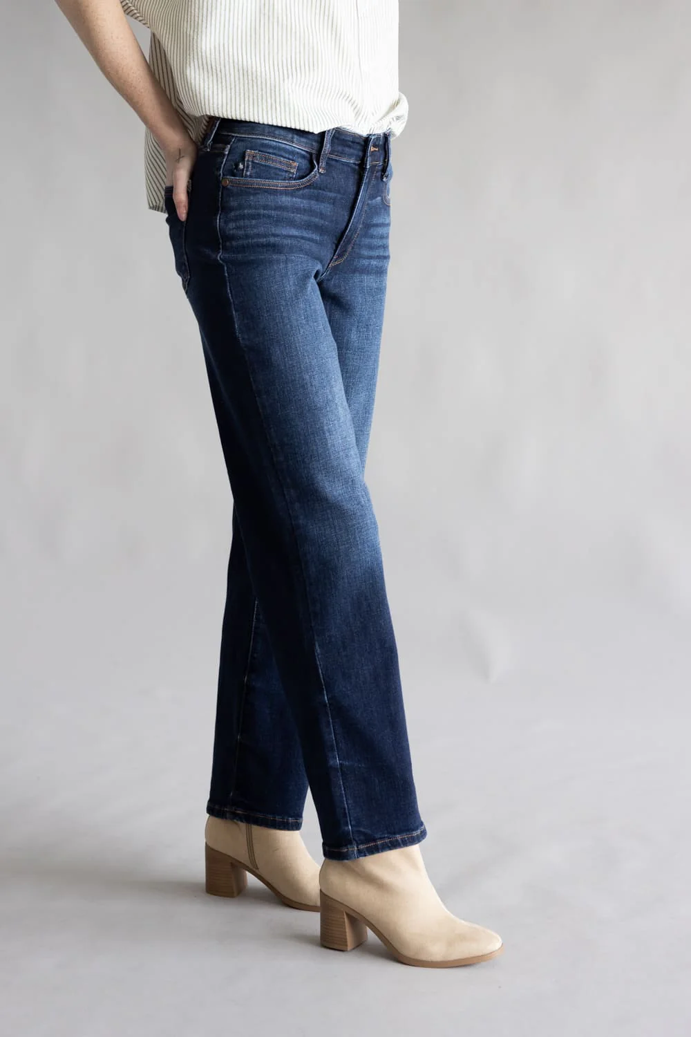 Judy Blue Mid Rise Straight Jeans for Women | 82679REG-SHORT - Image 3