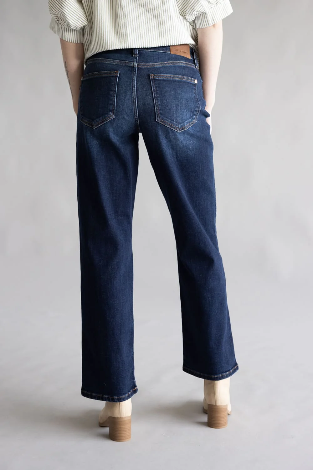 Judy Blue Mid Rise Straight Jeans for Women | 82679REG-SHORT - Image 4