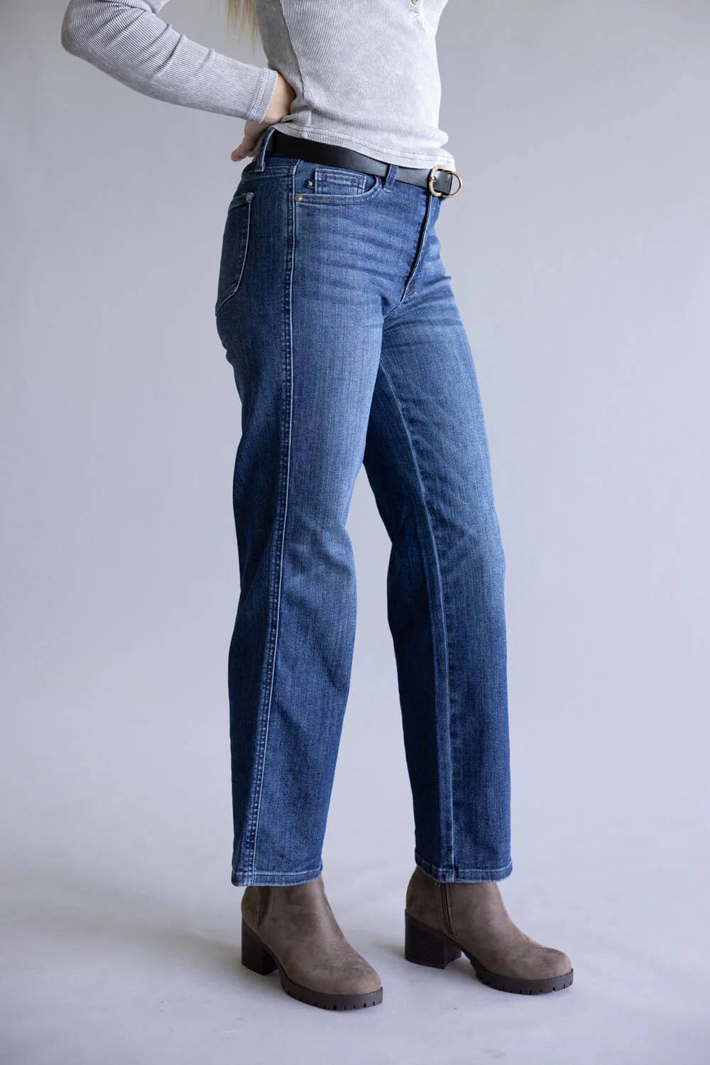 Judy Blue Petite Mid-Rise Straight Leg Jeans for Women | 88861REG-PETITE - Image 3