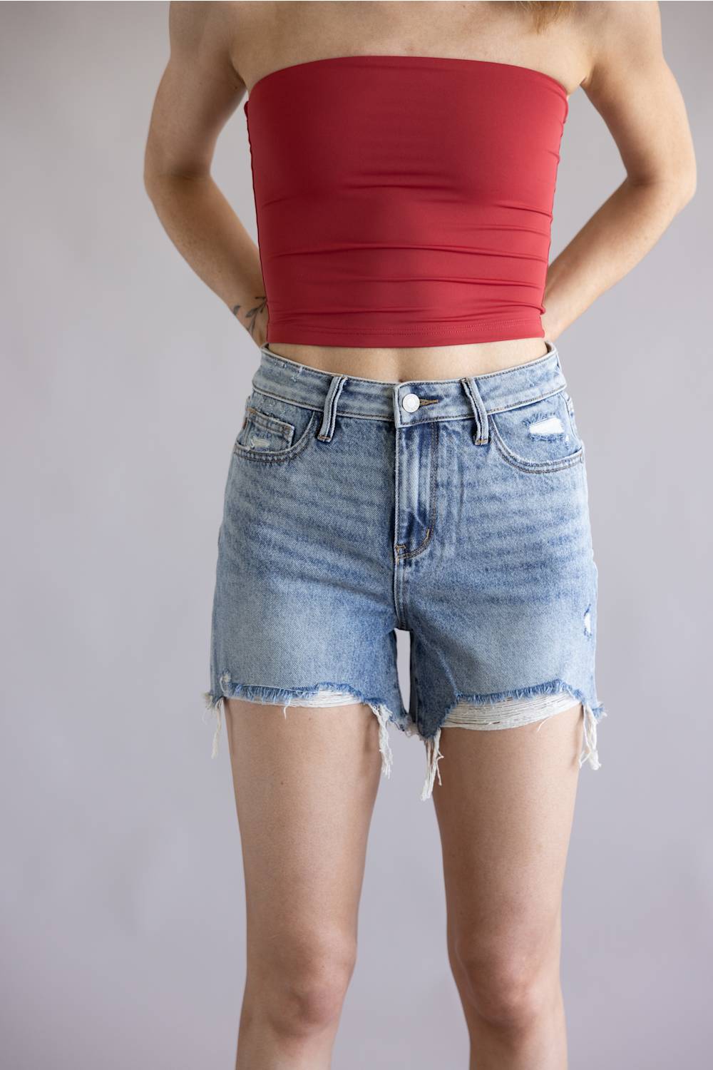 Judy Blue Ridge Front Denim Shorts for Women | 150254REG - Image 2