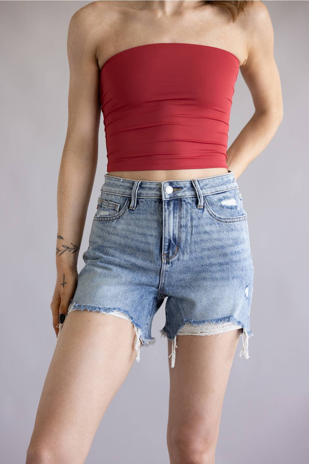 Judy Blue Ridge Front Denim Shorts for Women | 150254REG - Image 4