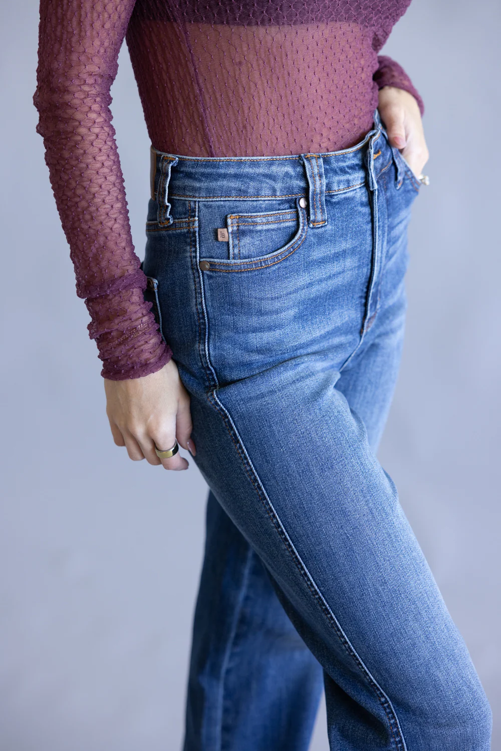 Judy Blue Tummy Control Straight Leg Jeans for Women | 881000REG - Image 3