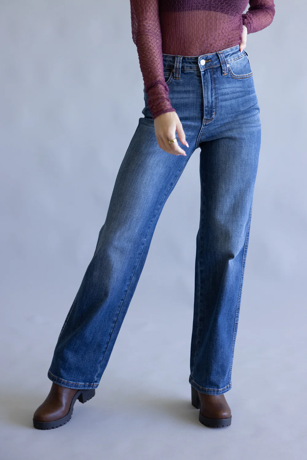 Judy Blue Tummy Control Straight Leg Jeans for Women | 881000REG - Image 4
