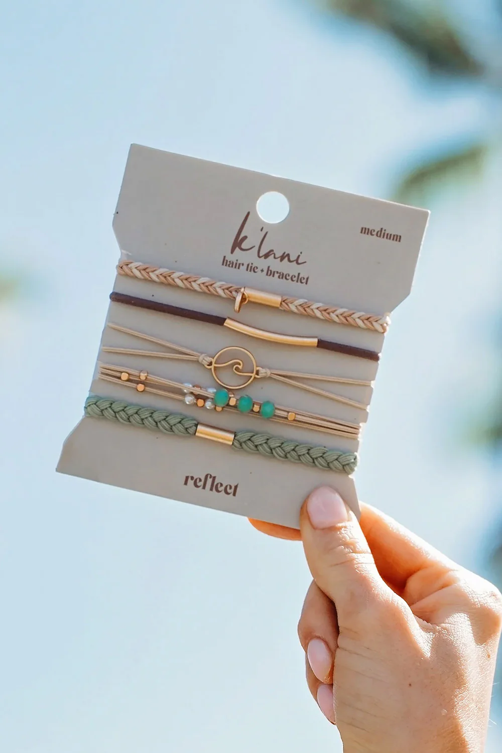 K’lani Reflect Medium Hair Tie Bracelets in Light Green | KL-664262-M - Image 5