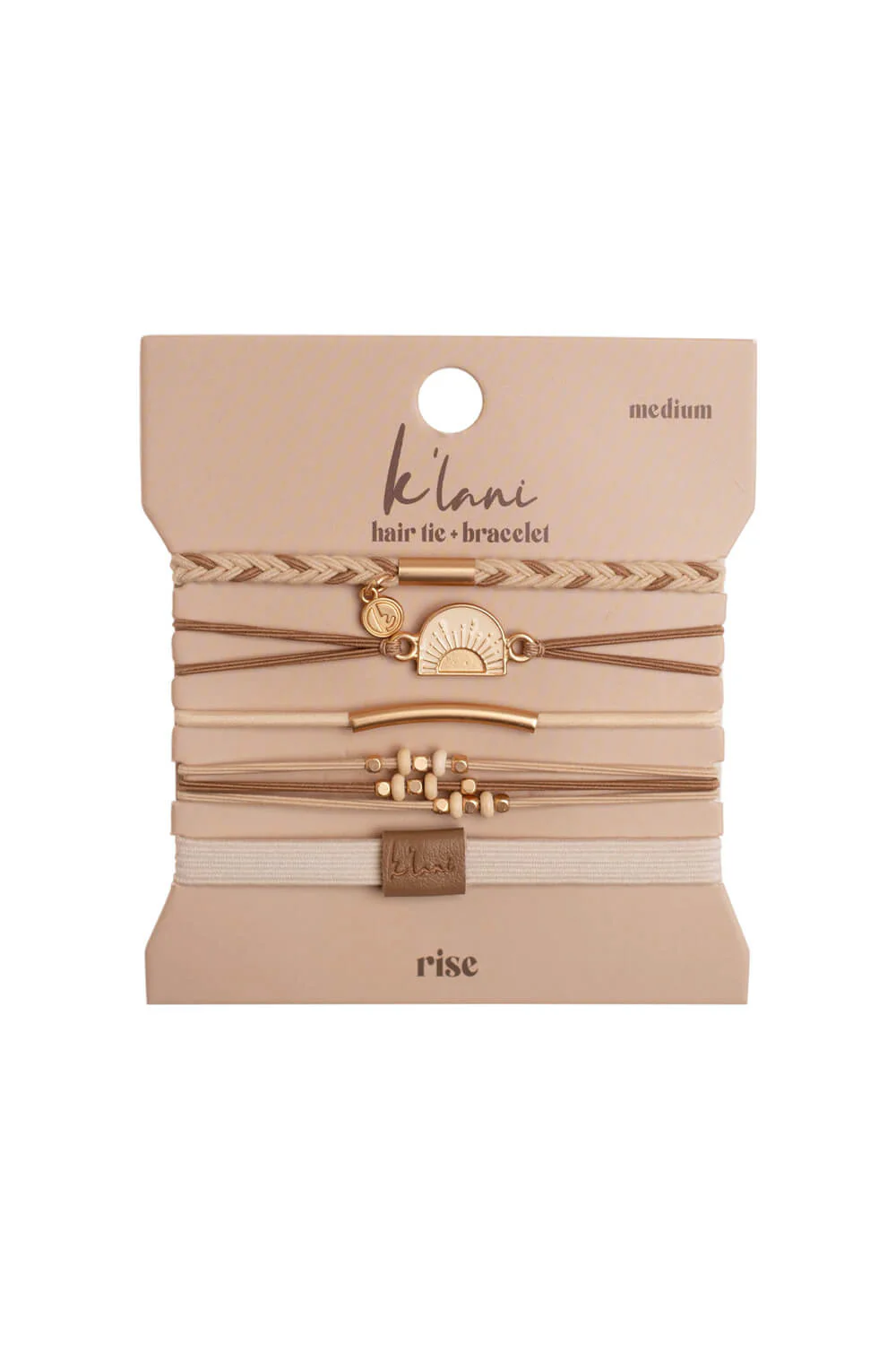 K’lani Rise Medium Hair Tie Bracelets in Beige | KL-306876-M - Image 4