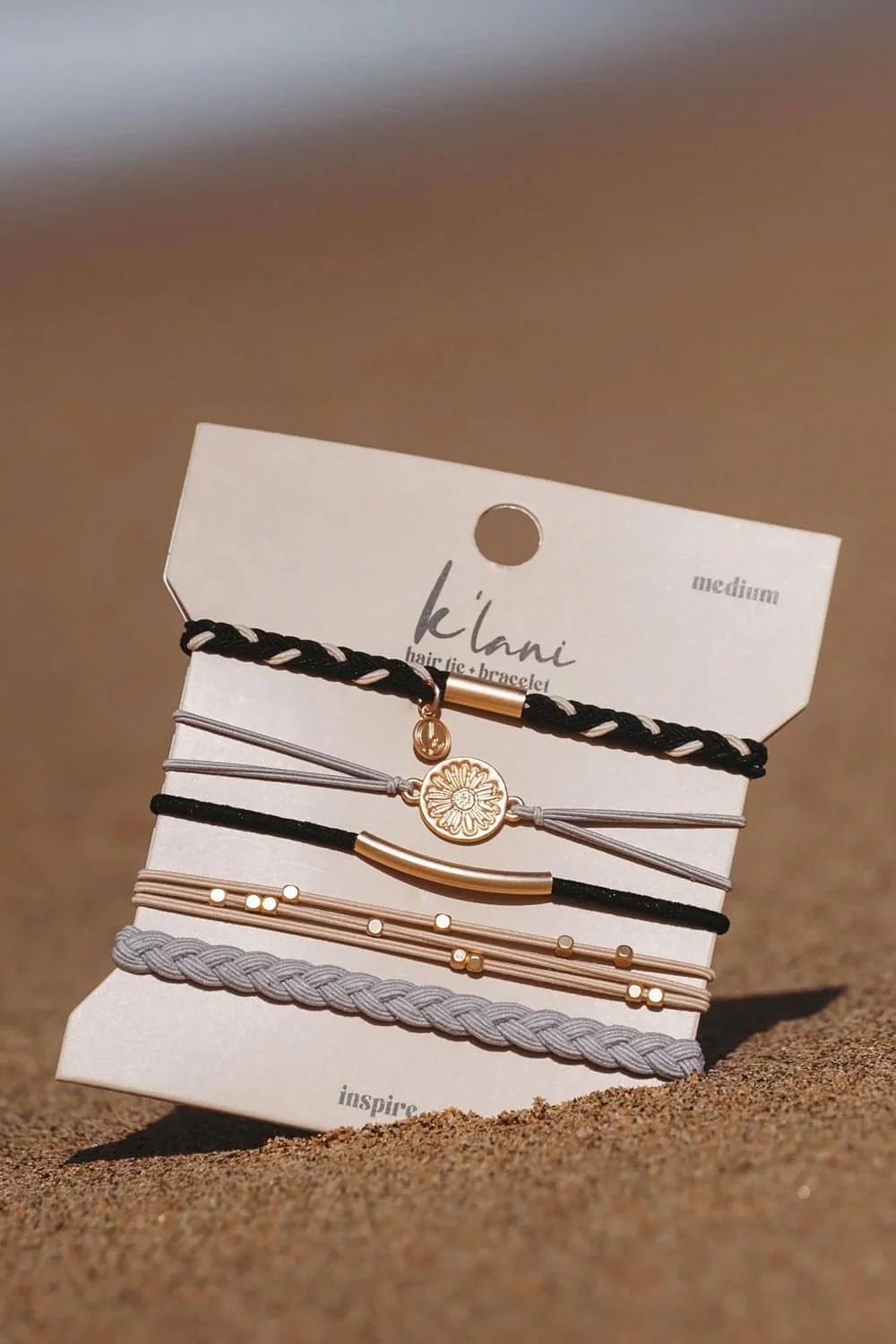 K’lani Inspire Medium Hair Tie Bracelets in Black | KL-686180-M - Image 4