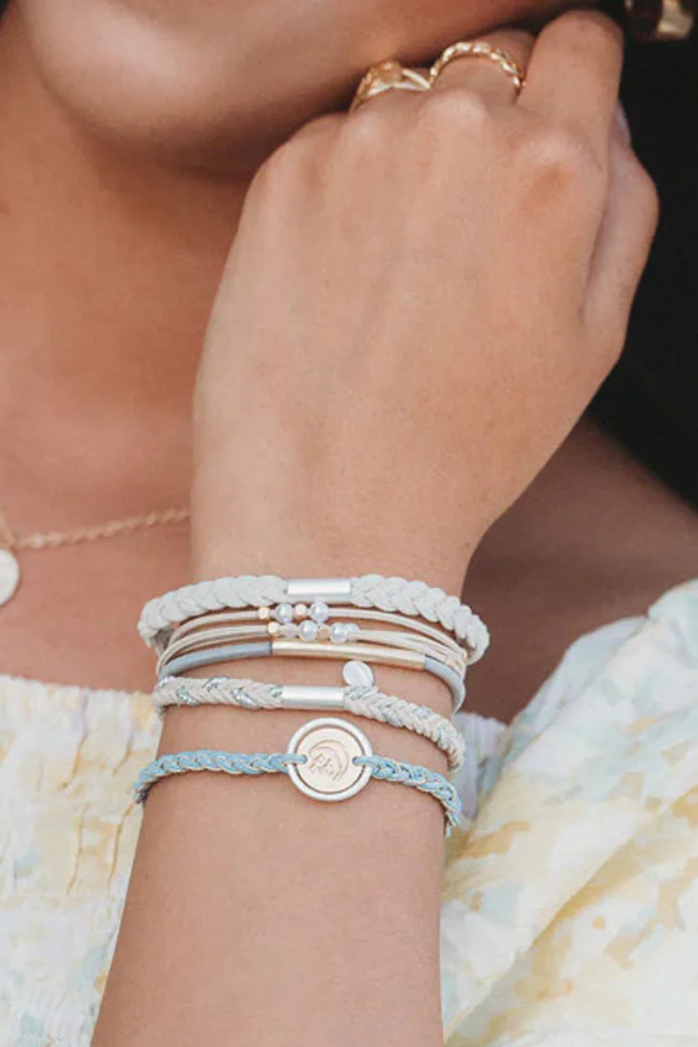K’lani Wonder Medium Hair Tie Bracelets in Light Blue | KL-306104-M - Image 2