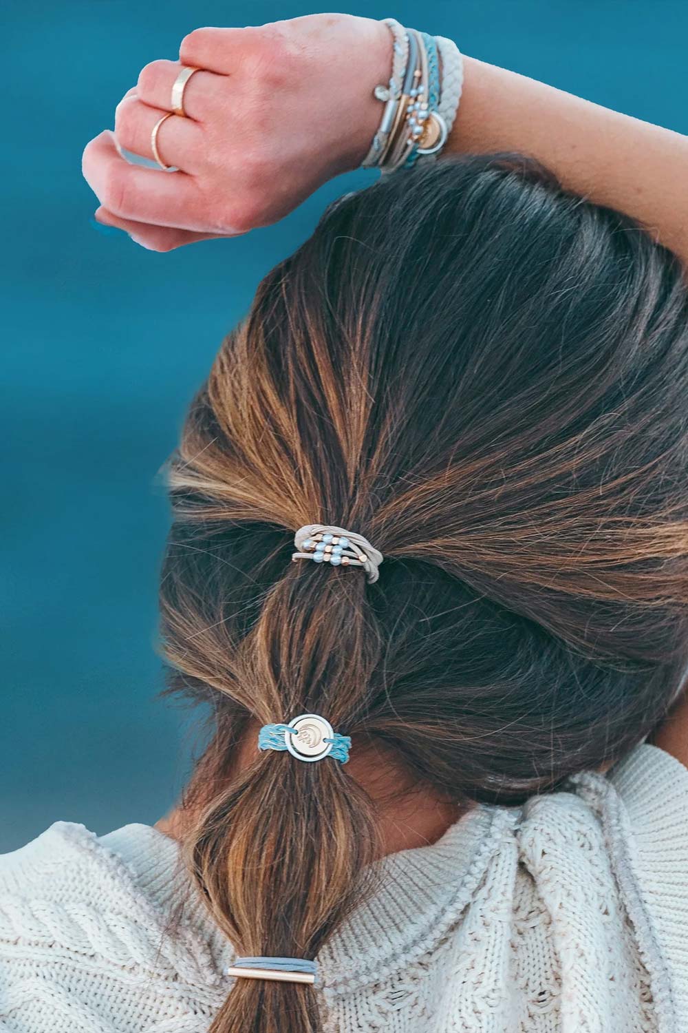 K’lani Wonder Medium Hair Tie Bracelets in Light Blue | KL-306104-M - Image 3
