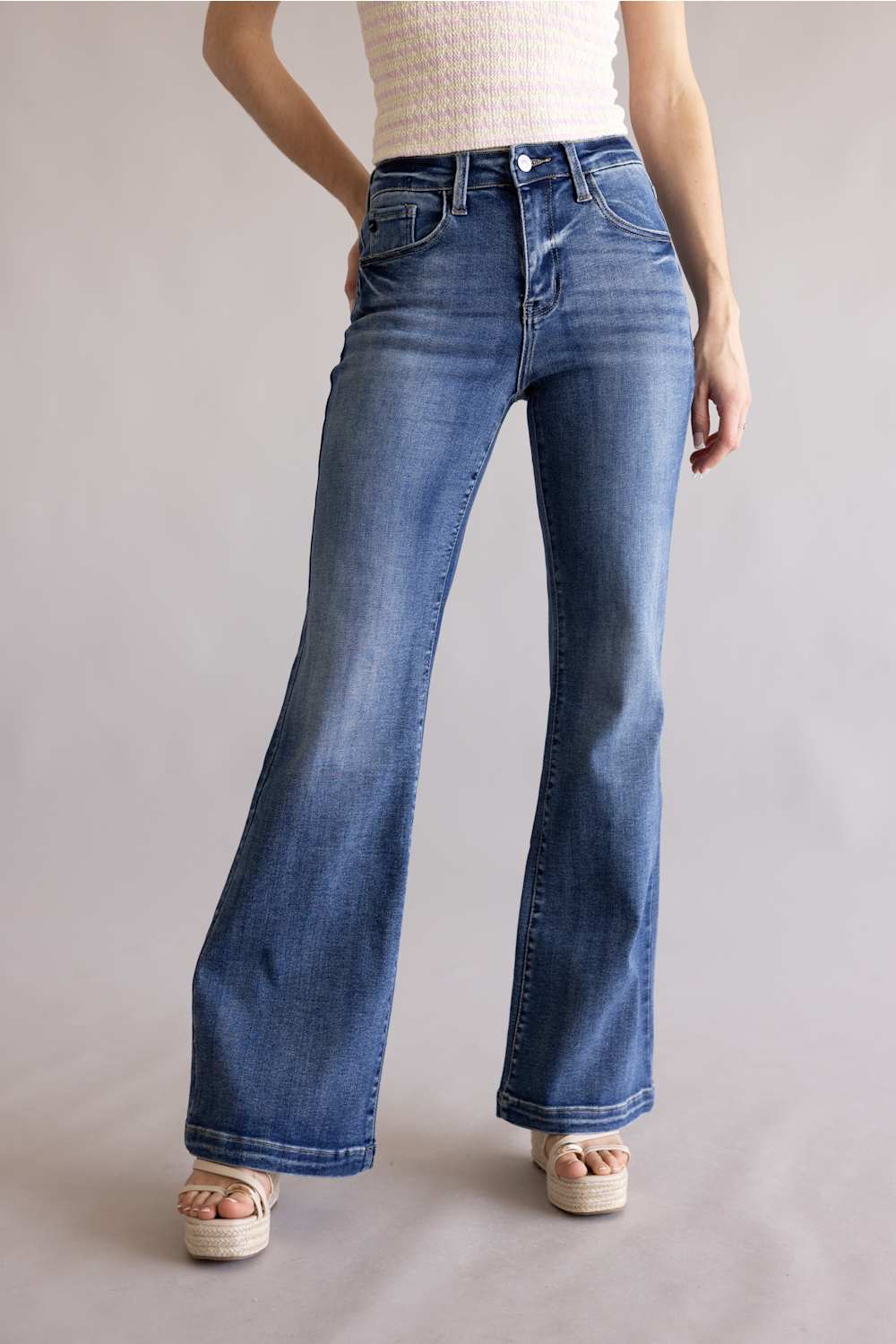KanCan Avonlea High Rise Wide Flare Jeans for Women | KC20024D - Image 3