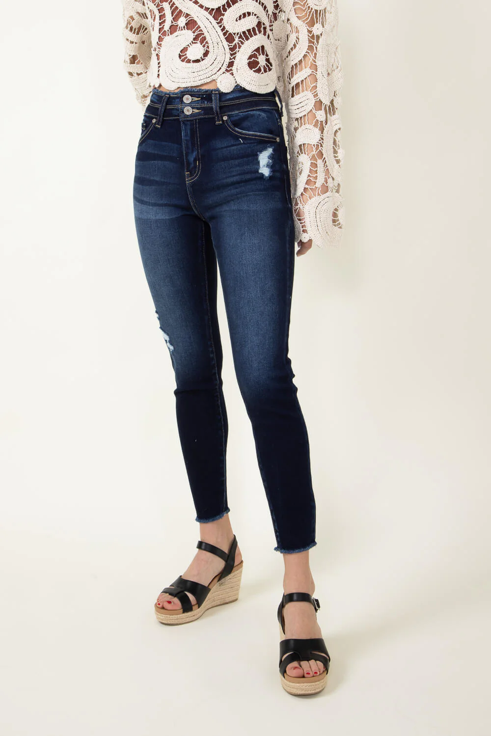 KanCan Danica High Rise Dark Wash Ankle Skinny Jeans for Women | KC7317D - Image 3