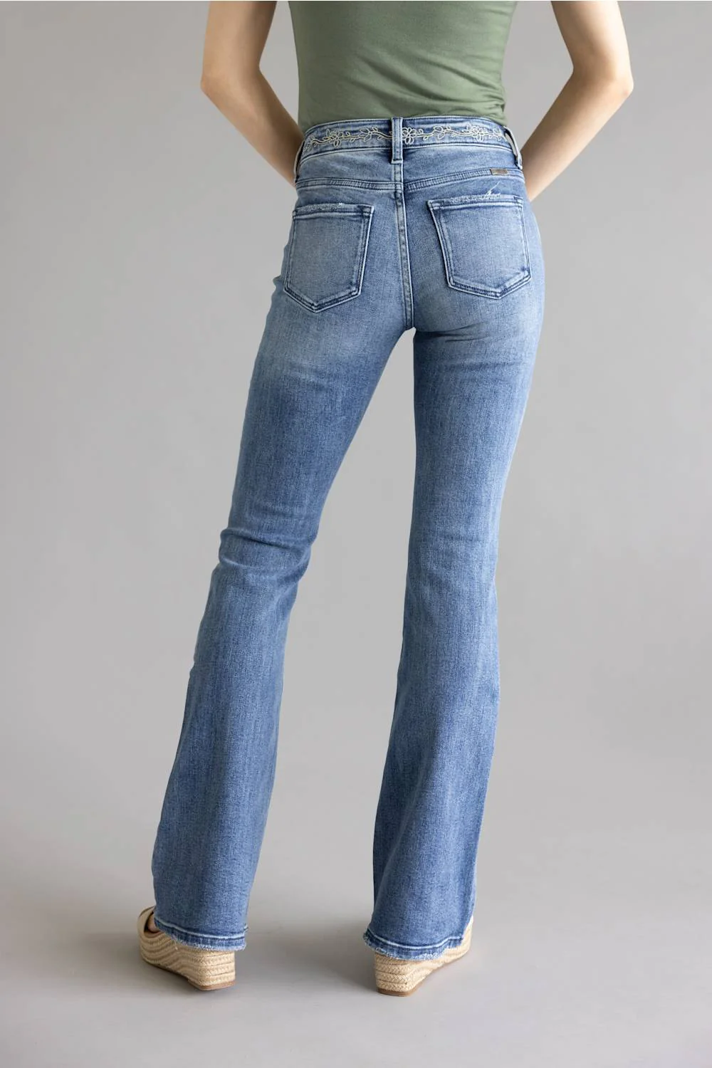 KanCan Embroidered Mid Rise Flare Jeans for Women | KC2182D - Image 5