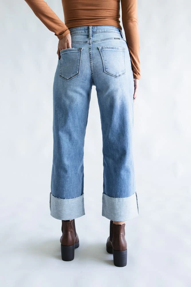 KanCan Leslie Essentials High Rise Cropped Wide Leg Jeans for Women | KC20082M - Image 5