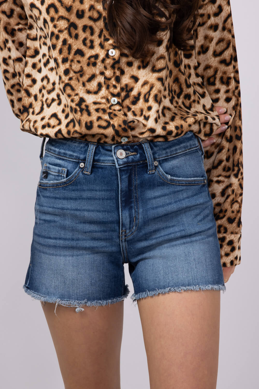 KanCan Levy High Rise Dark Wash Denim Shorts for Women | KC9212D - Image 4