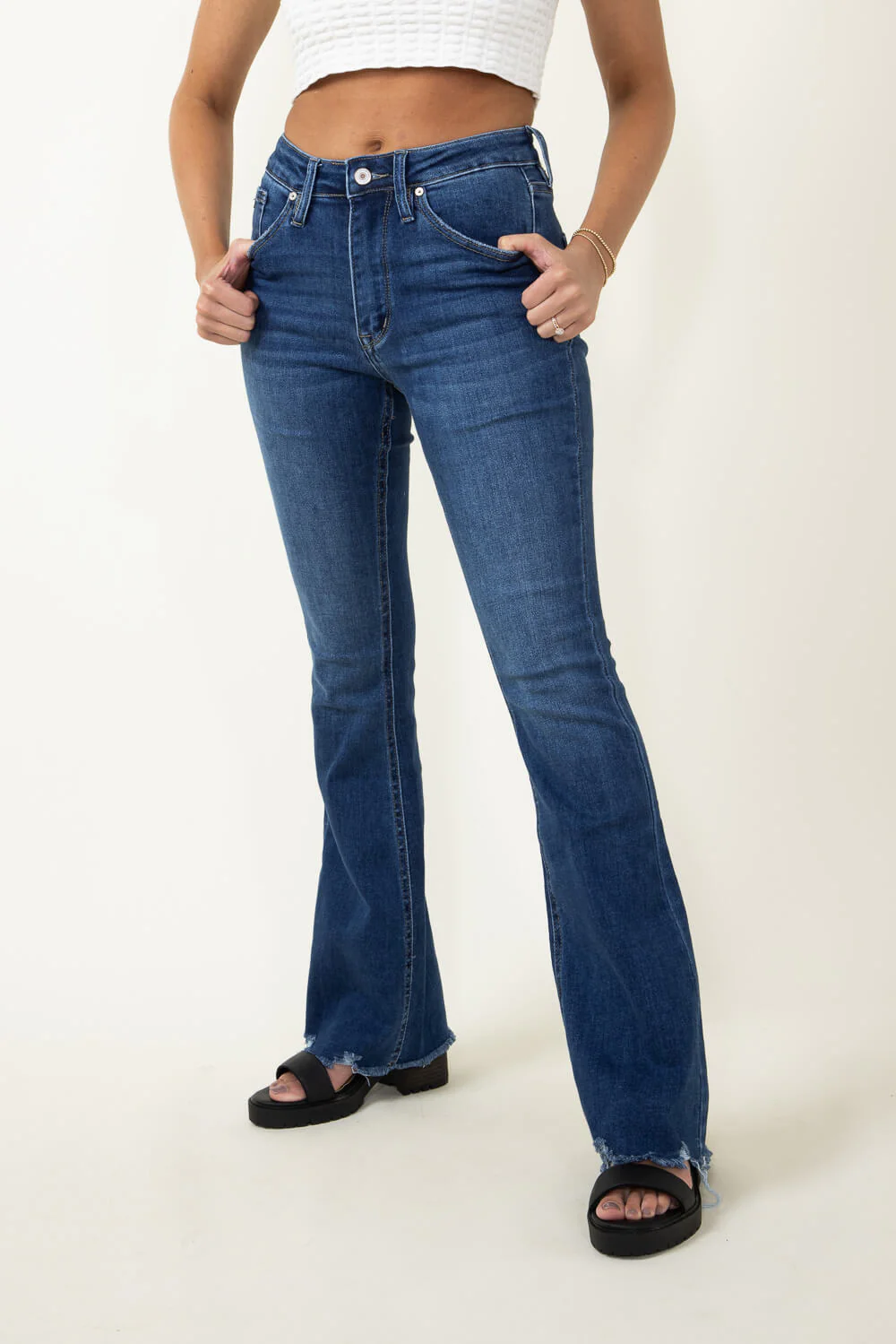 KanCan Brenda High Rise Distress Hem Bootcut Jeans for Women | KC11259D - Image 4