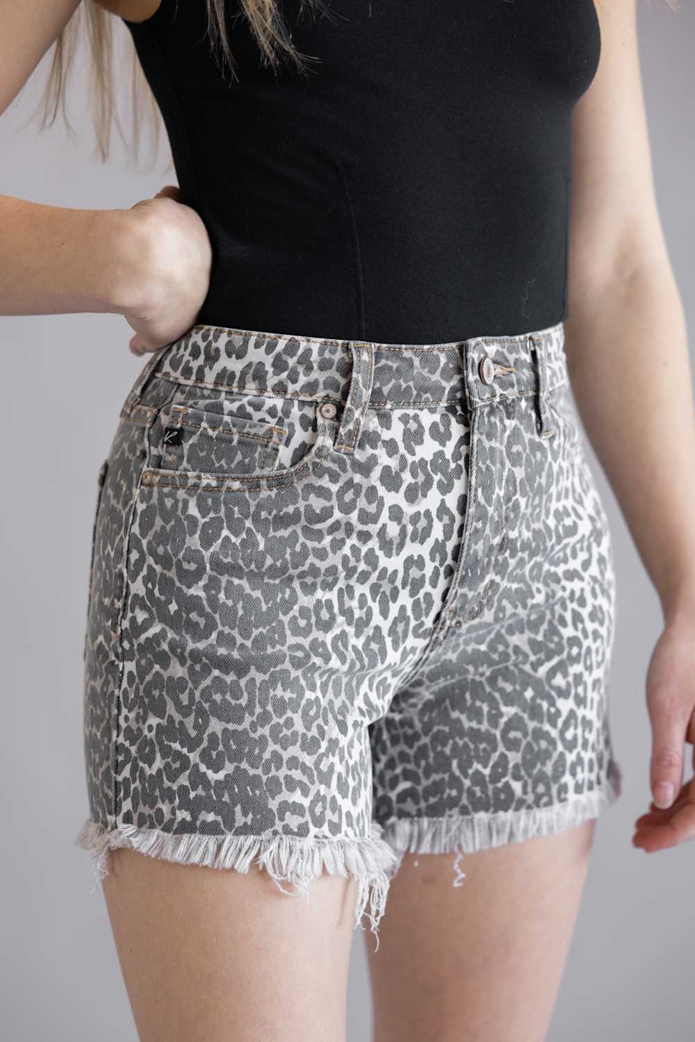 KanCan x Gliks Best Friend Leopard Denim Shorts for Women | AB1035BE - Image 2