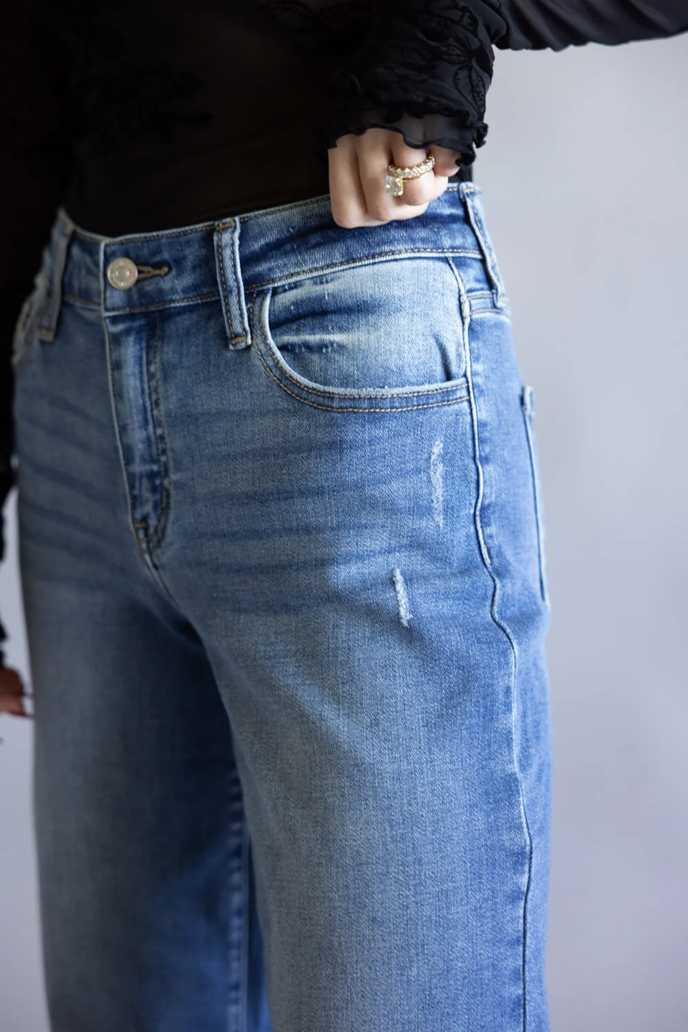 KanCan Ivanna Essentials High Rise Wide Leg Jeans for Women | KC20083M - Image 2