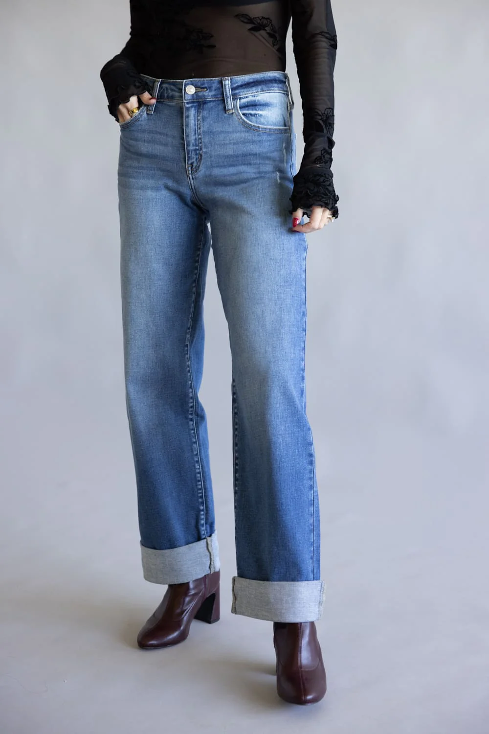 KanCan Ivanna Essentials High Rise Wide Leg Jeans for Women | KC20083M - Image 3