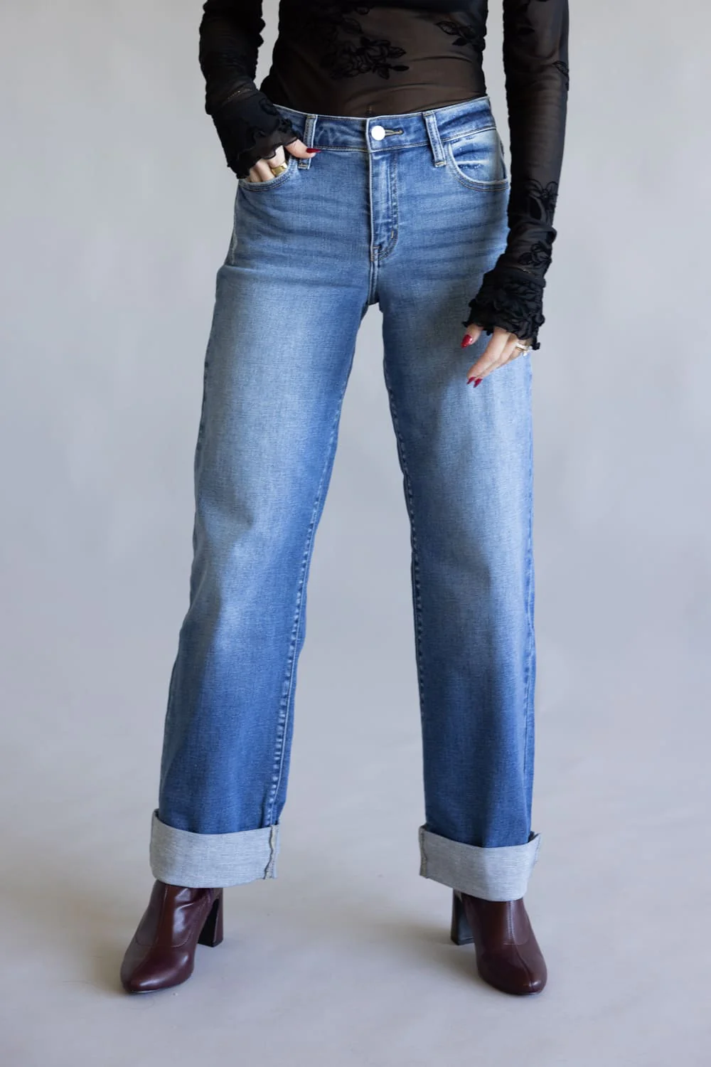 KanCan Ivanna Essentials High Rise Wide Leg Jeans for Women | KC20083M - Image 5