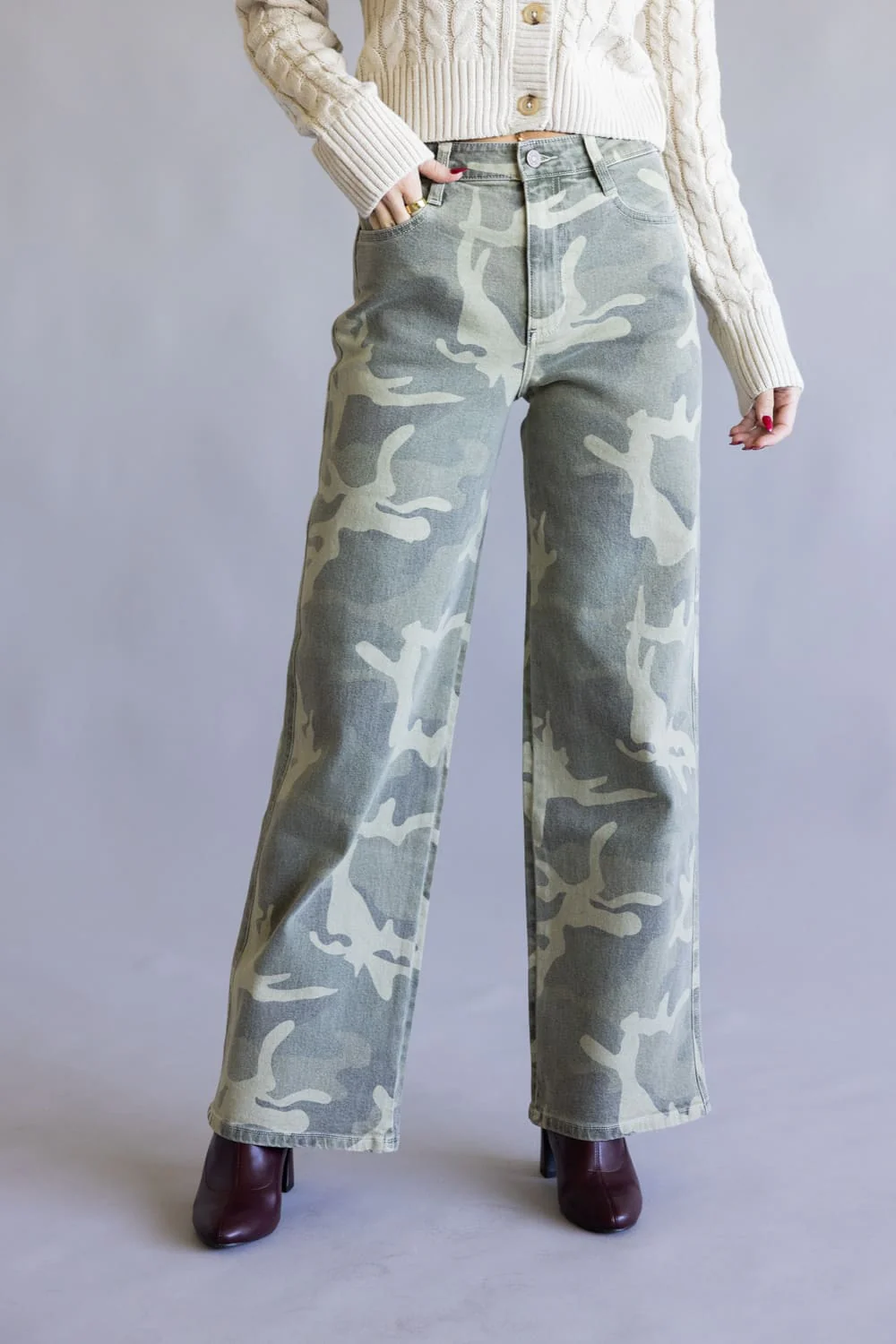 KanCan Camille High Rise Wide Leg Jeans for Women in Camo | KC7493CA - Image 2