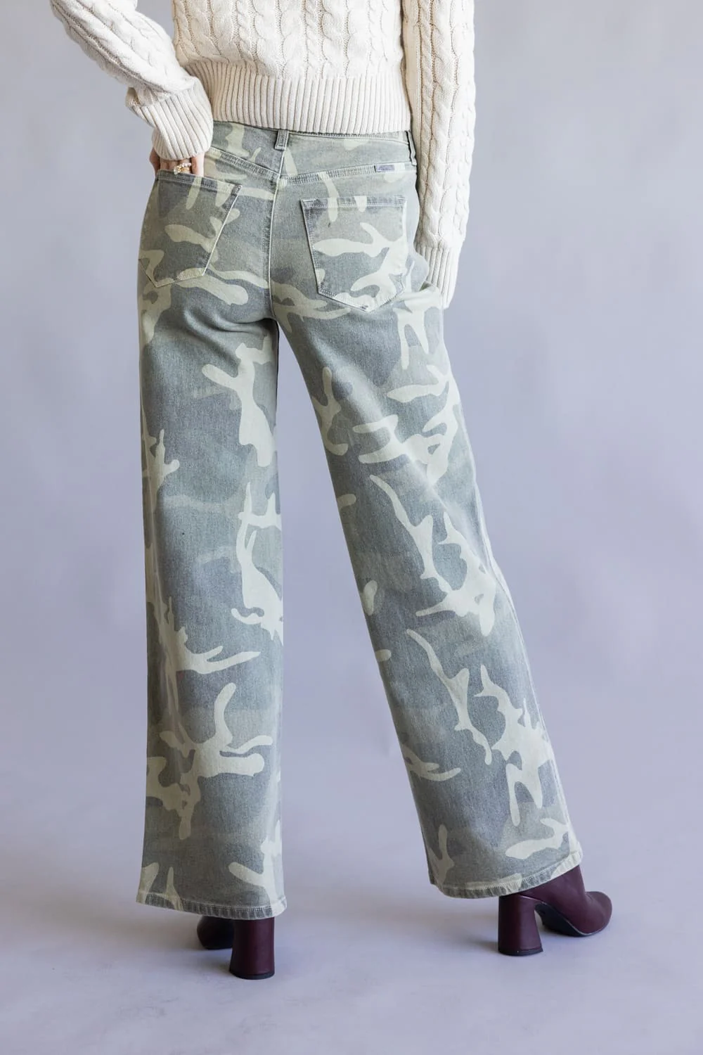 KanCan Camille High Rise Wide Leg Jeans for Women in Camo | KC7493CA - Image 3