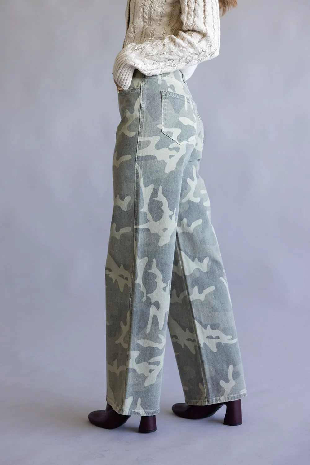 KanCan Camille High Rise Wide Leg Jeans for Women in Camo | KC7493CA - Image 4