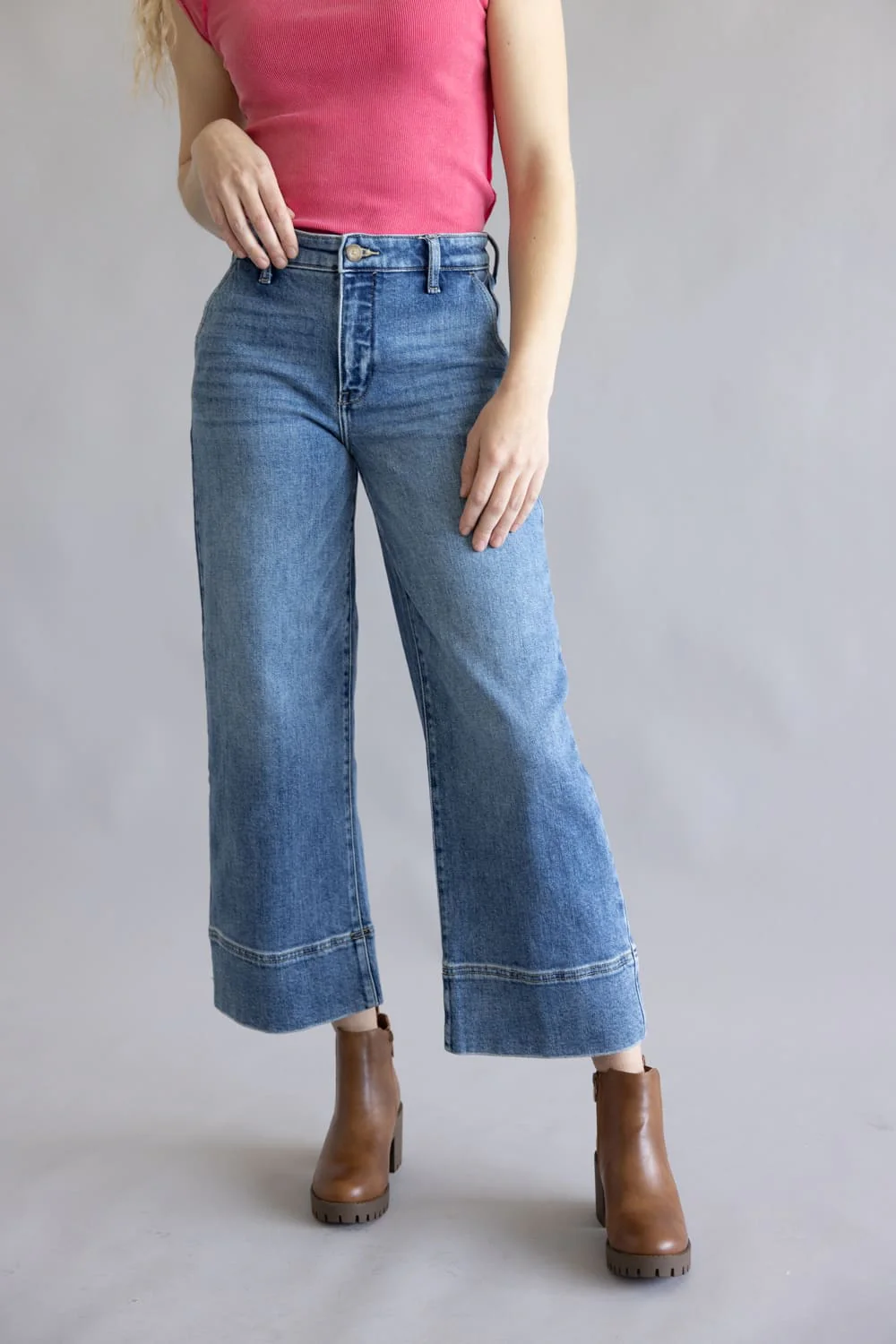 KanCan Darla High Rise Cropped Wide Leg Jeans for Women | KC9400D