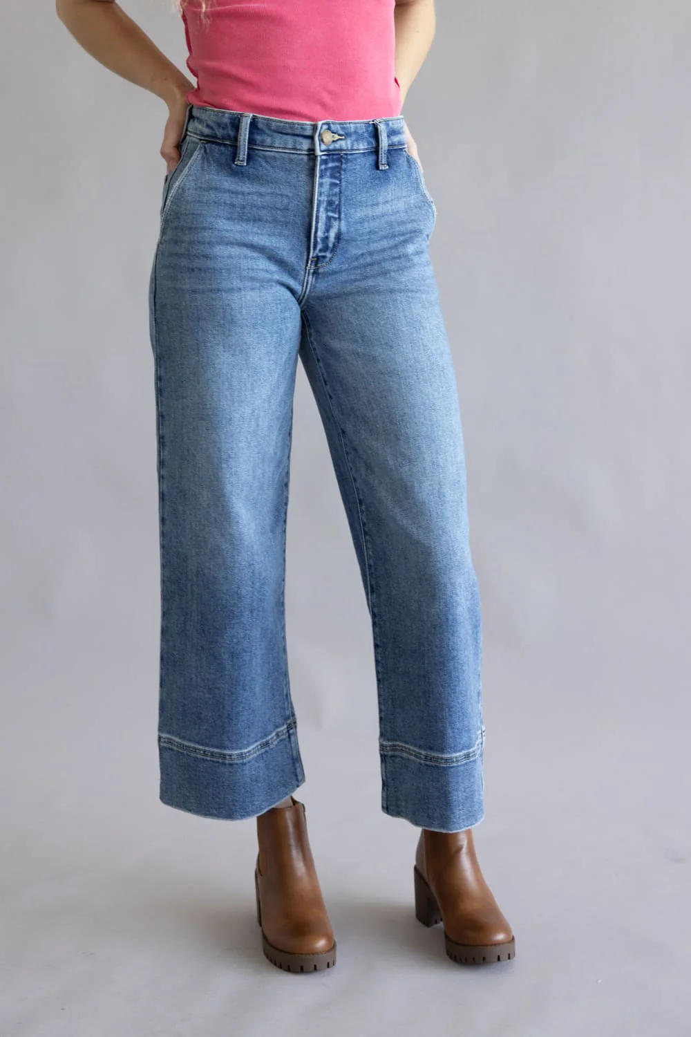 KanCan Darla High Rise Cropped Wide Leg Jeans for Women | KC9400D - Image 2