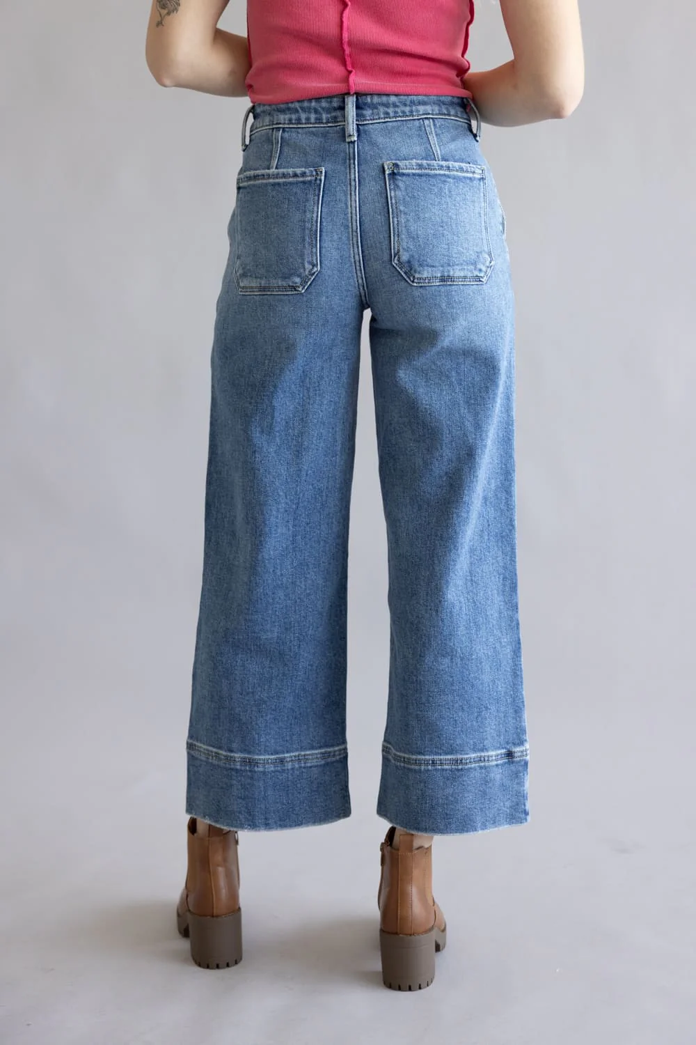 KanCan Darla High Rise Cropped Wide Leg Jeans for Women | KC9400D - Image 4