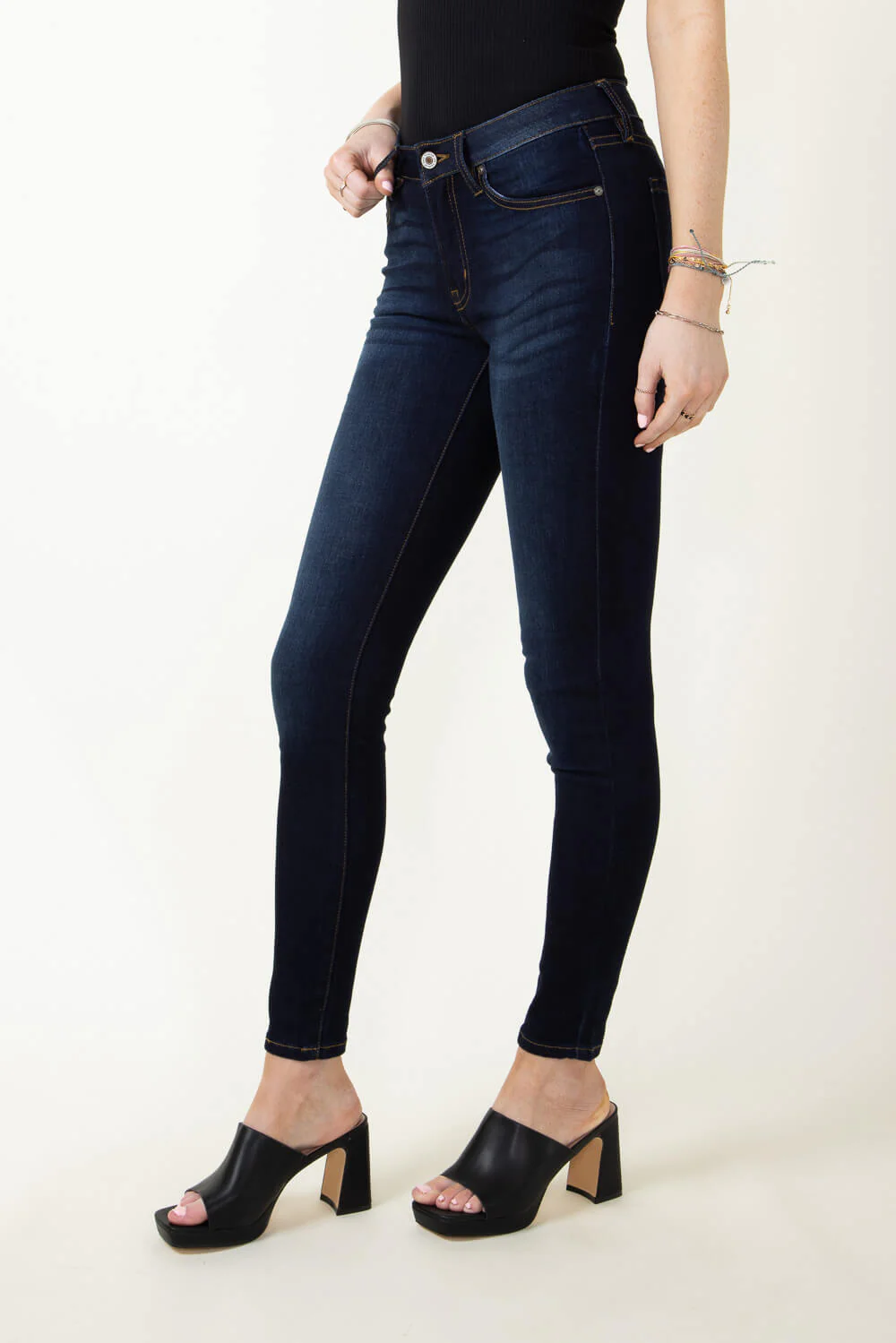 KanCan Alani Mid Rise Whiskered Skinny Jeans for Women | KC7092 - Image 4