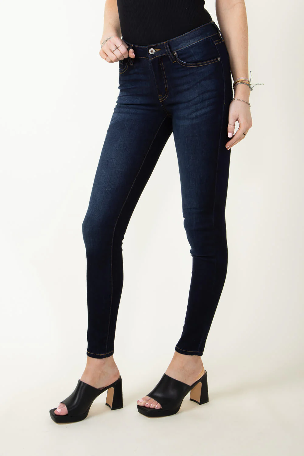 KanCan Alani Mid Rise Whiskered Skinny Jeans for Women | KC7092 - Image 5