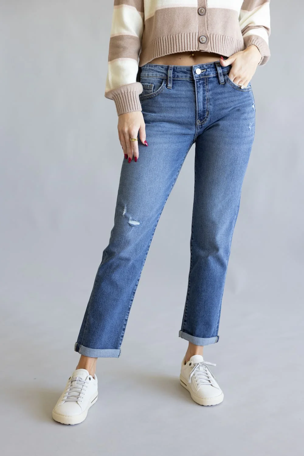 KanCan Pamela Essentials Mid Rise Slim Straight Leg Jeans for Women | KC20055D - Image 2