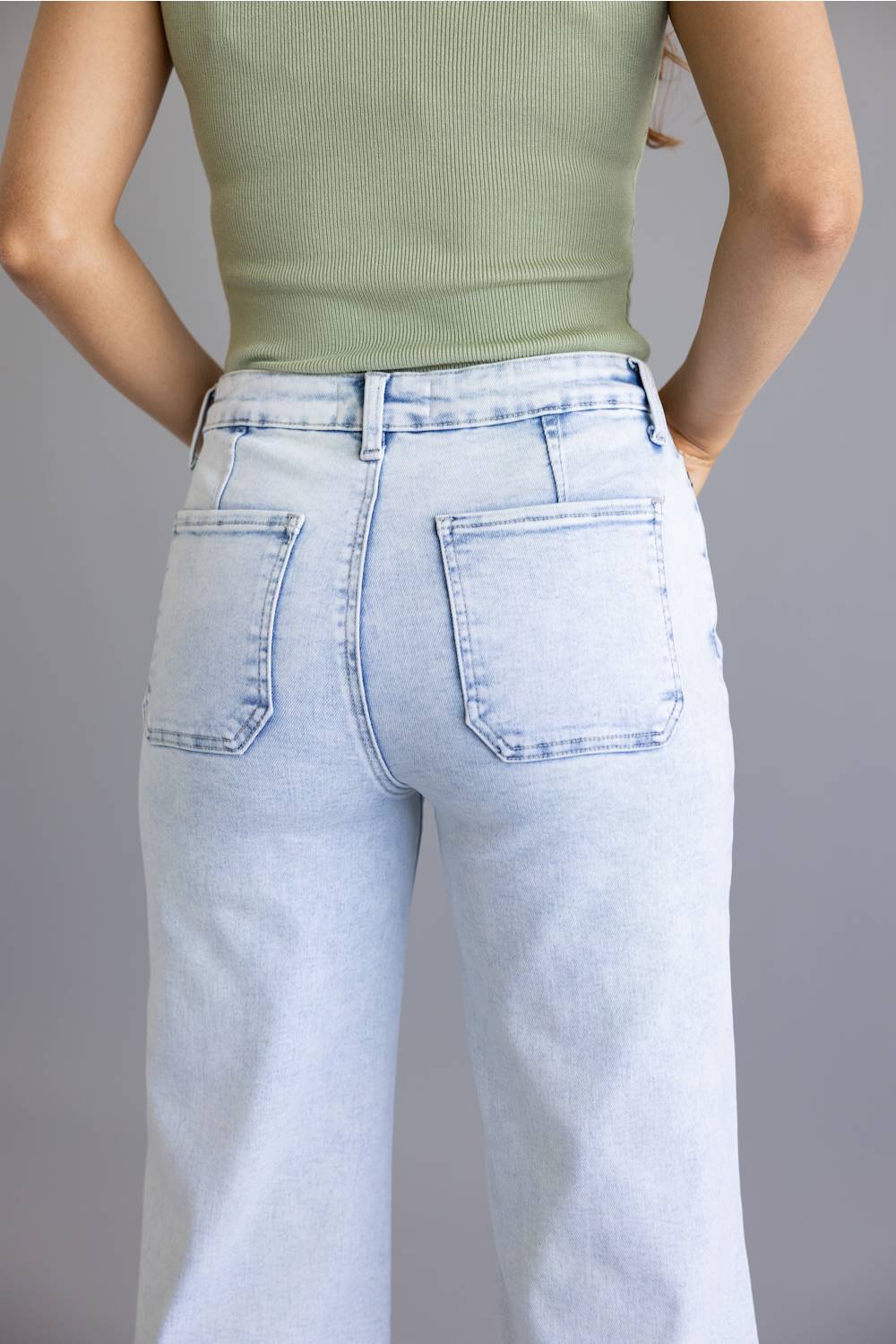 KanCan Mid Rise Crop Wide Leg Jeans for Women | KC20085L - Image 3