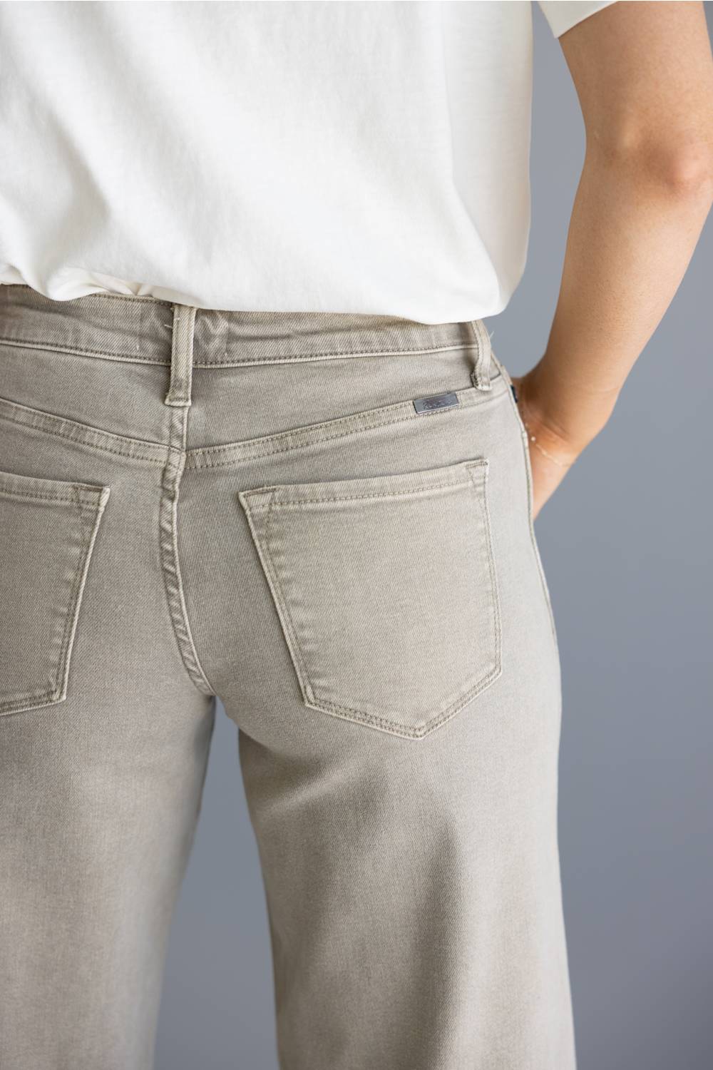 KanCan Mid Rise Drawstring Wide Leg Jeans for Women in Tan | KC1745TA - Image 4