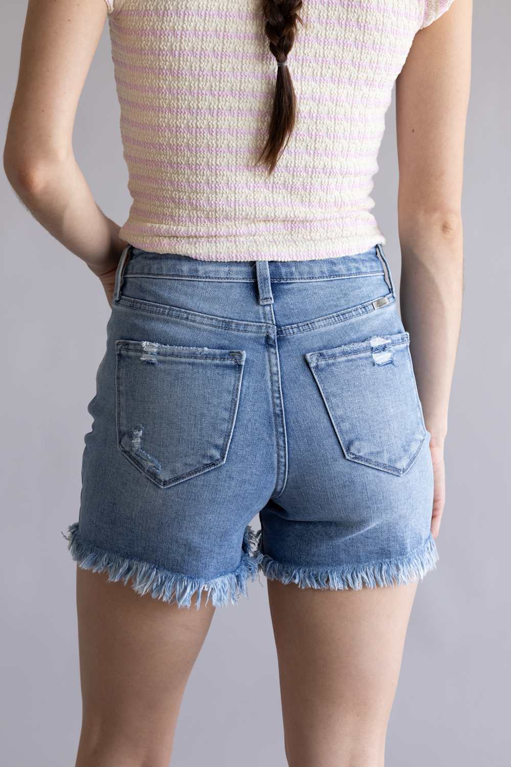 KanCan x Glik’s Best Friend Fray Hem Distress Denim Shorts for Women | AB1035M-GL - Image 3
