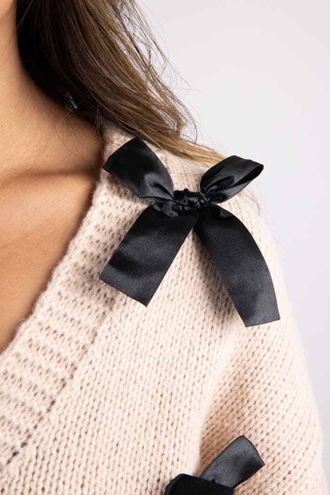 Bow Cardigan for Women in Tan | KDC-CRG-06-TAN - Image 3