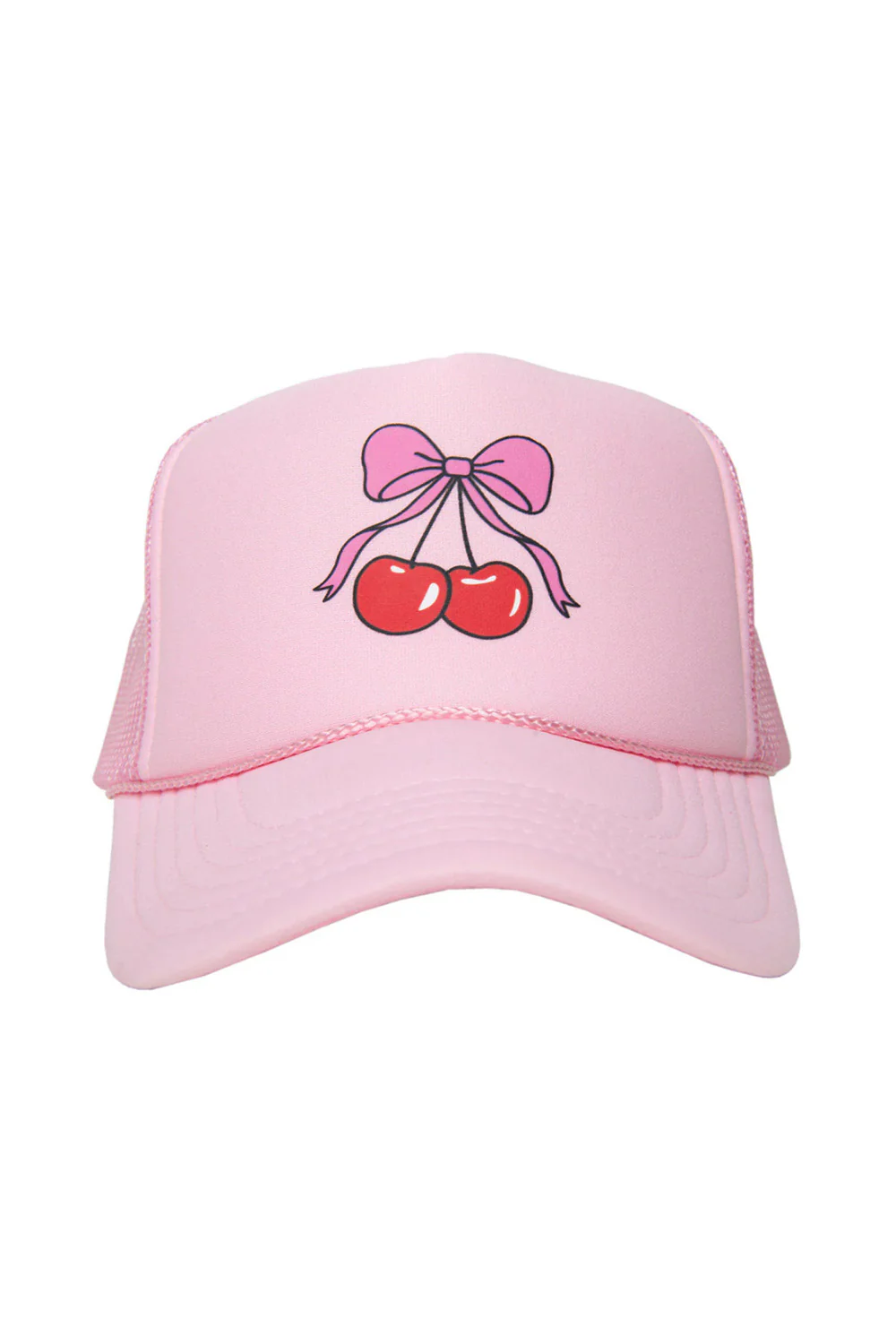 Cherry Bow Foam Trucker Hat for Women in Light Pink | KDC-TCFM-1125-LPK - Image 2