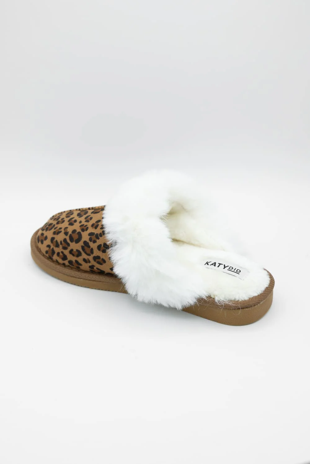 Faux Fur Leopard Slippers for Women in Brown | KDC-SLPR-906-LEO - Image 2