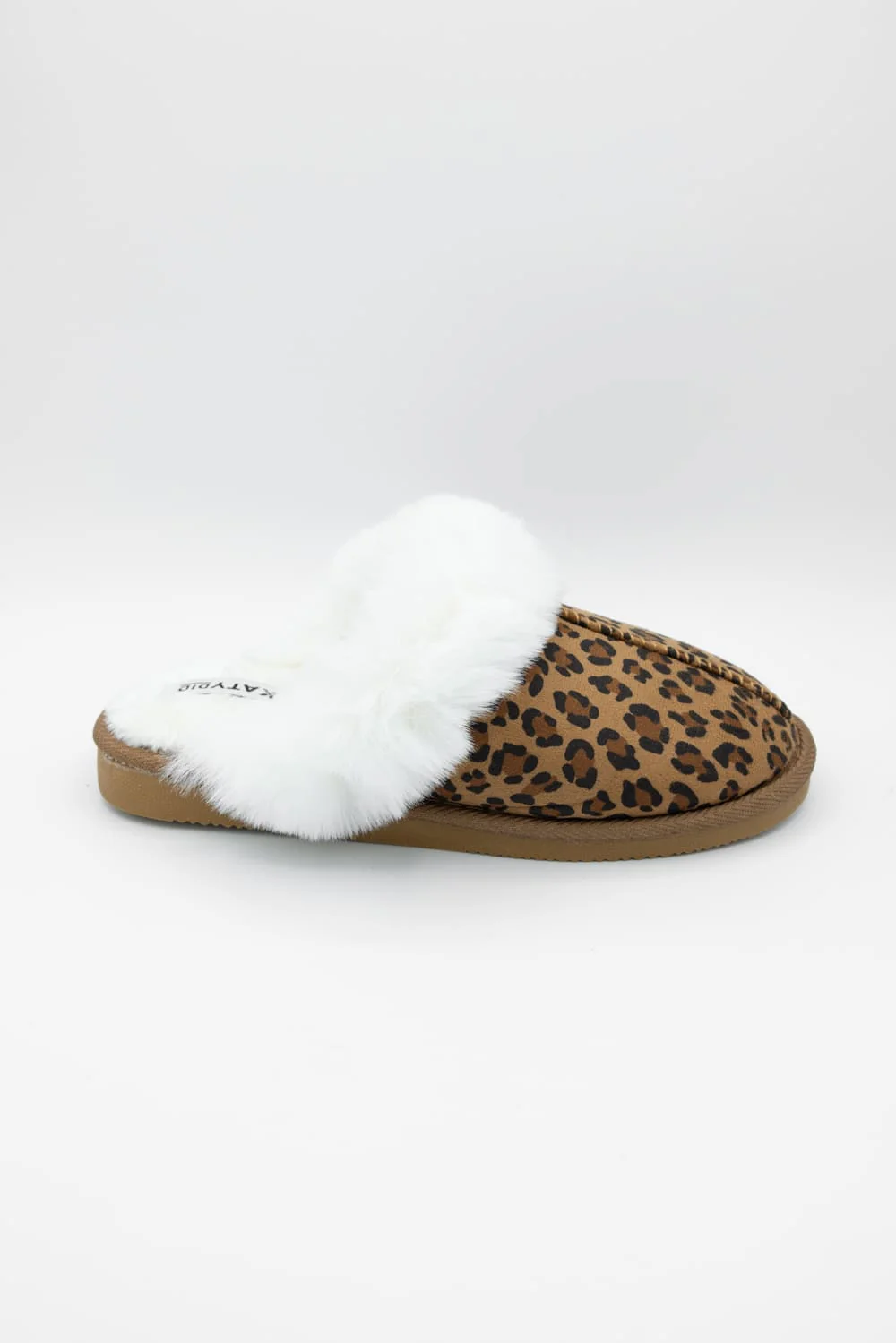 Faux Fur Leopard Slippers for Women in Brown | KDC-SLPR-906-LEO - Image 4