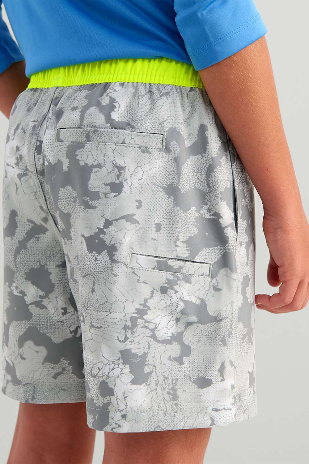 Huk Fishing Youth Printed Pursuit Volley Shorts for Boys in Grey | H7200034-028-GREY - Image 6