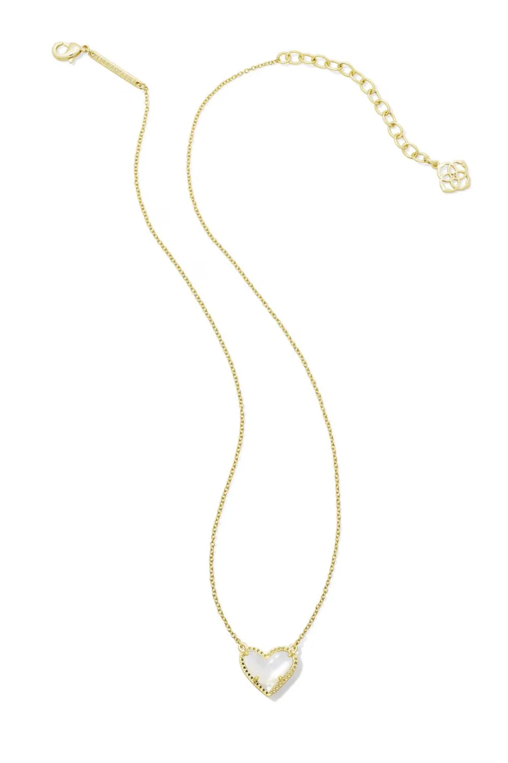 Kendra Scott Ari Heart Gold Pendant Necklace in Ivory Mother of Pearl | 9608890593 - Image 2