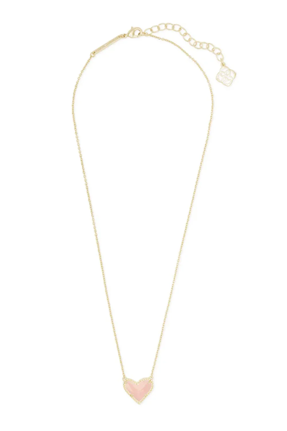 Kendra Scott Ari Heart Gold Pendant Necklace in Rose Quartz | 4217717841 - Image 3