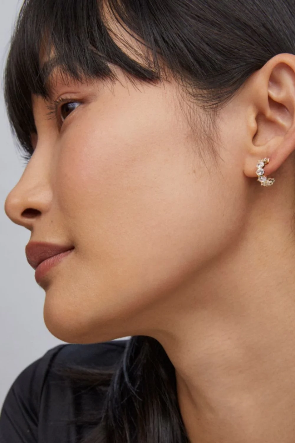 Kendra Scott Cailin Gold Huggie Earrings in White CZ  | 9608803467 - Image 2
