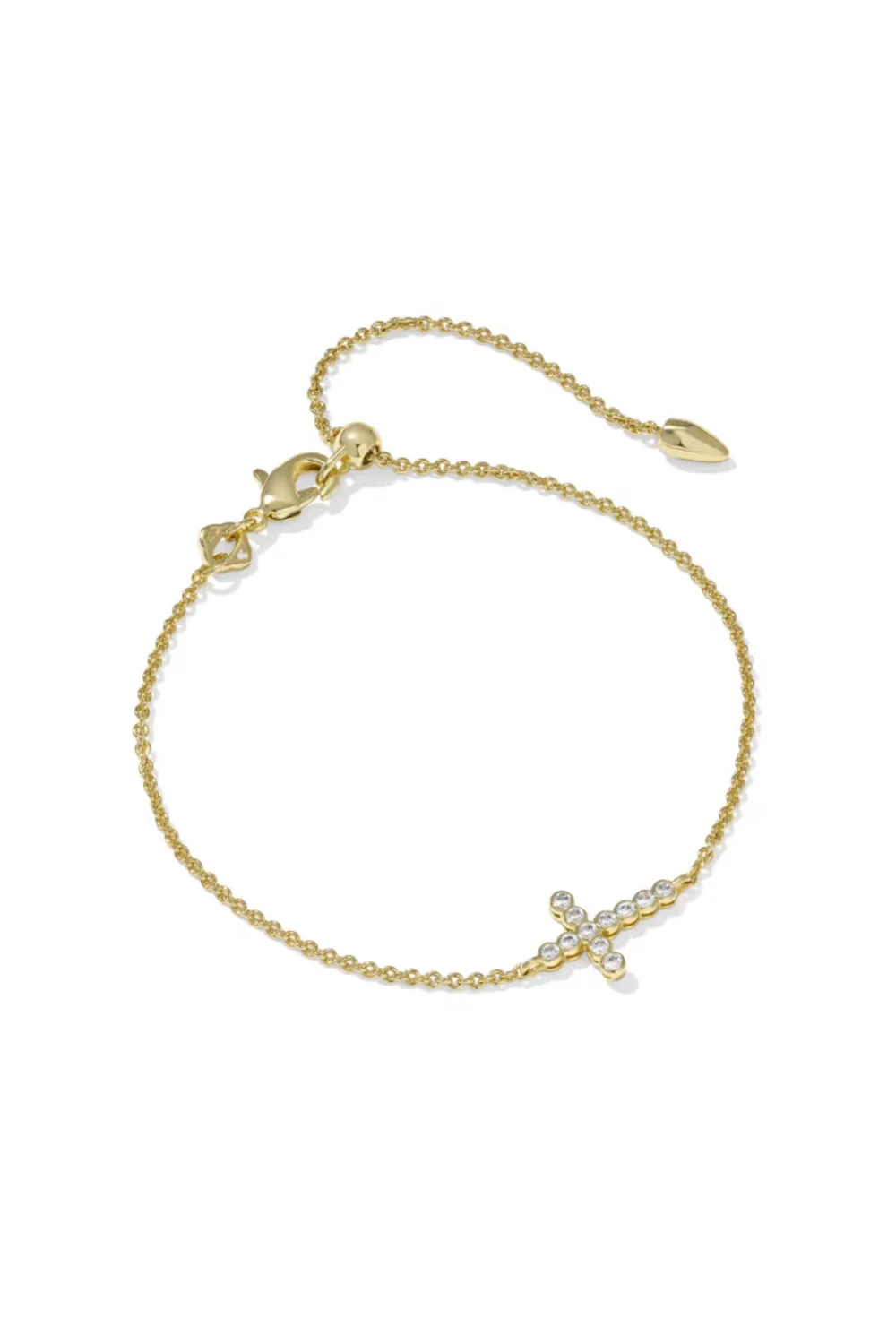 Kendra Scott Cross Gold Crystal Delicate Chain Bracelet in White CZ | 9608805247 - Image 2